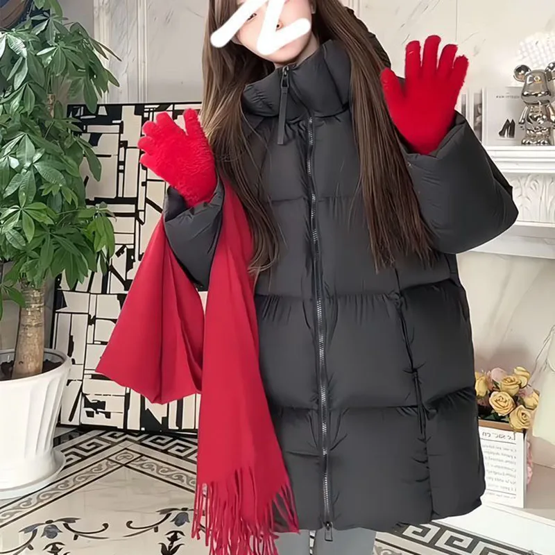 2025New شتاء دافئ مقنعين سميكة بيضاء بطة أسفل الترفيه المرأة أسفل سترة بلون معطف باركر فضفاض المرأة أسفل سترة #3