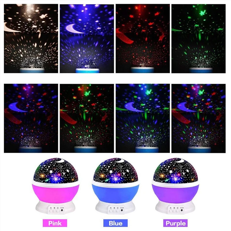 

Starry Projector 360 Degree Rotation Sky Starry Light 8 Multicolor 3d Night lamp Projector Star Night Light for Child Kids Gift