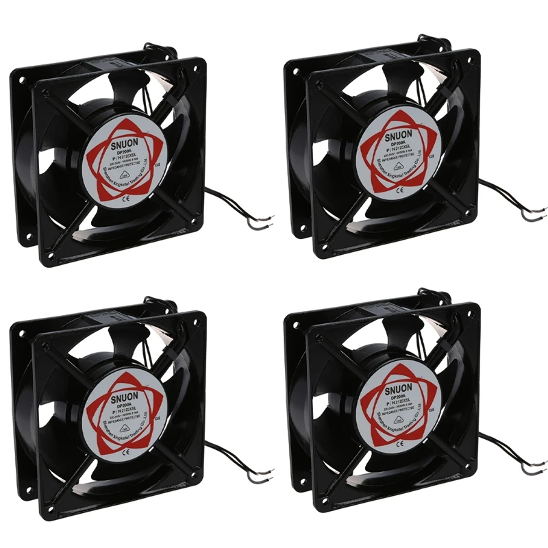 

4X AC 220-240V 0.14A 120Mmx120mm Metal Computer CPU Fan Black