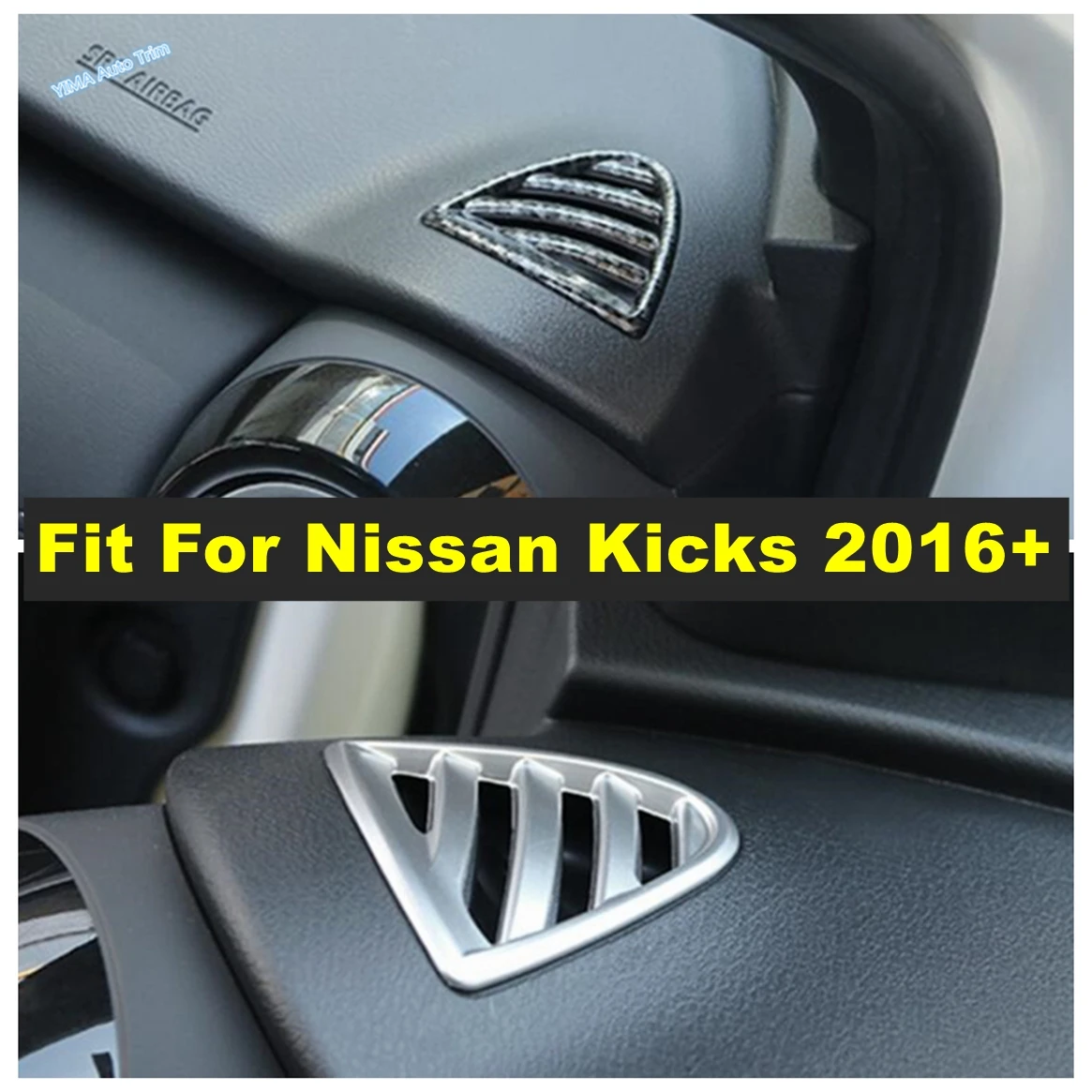 

Dashboard Air Conditioning AC Outlet Vent Decor Cover Trim For Nissan Kicks 2016 - 2023 Matte / Carbon Fiber Look Accessories