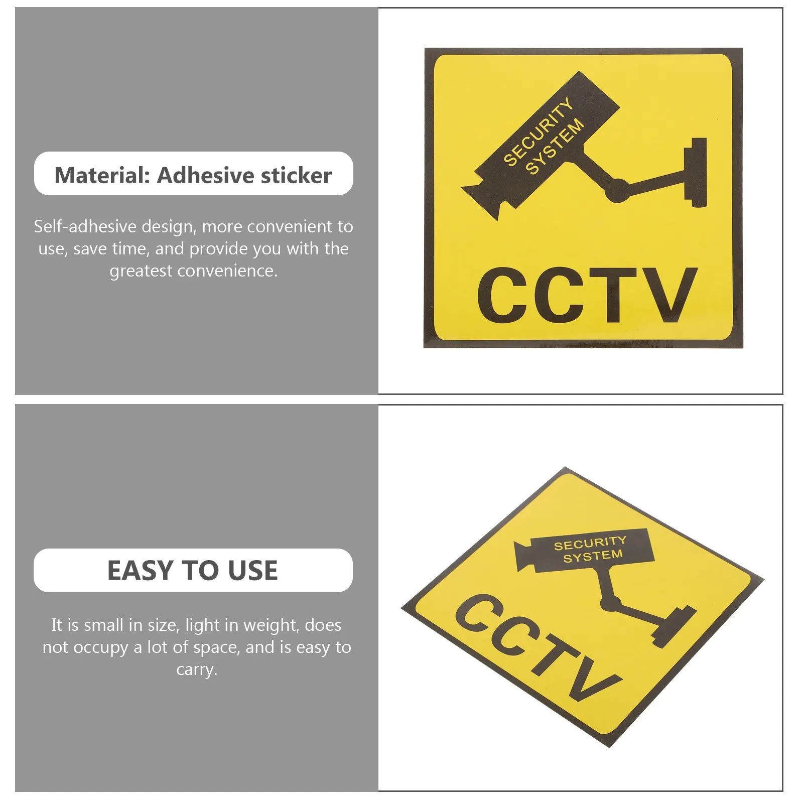 10Pcs Surveillance Stickers Camera Warning Signs Self-Adhesive Video Decals for Home Garden Porch Security Reminders