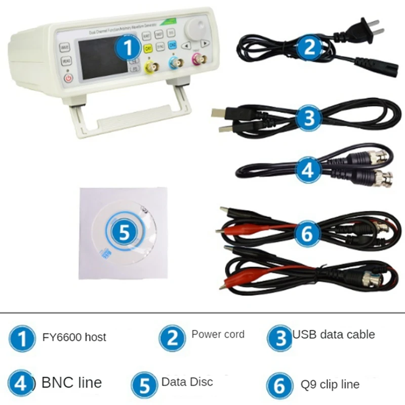 FY6600-60Mhz Programmable Dual Channel DDS Arbitrary Waveform Signal Generator Pulse Source Frequency Meter With US Plug Durable