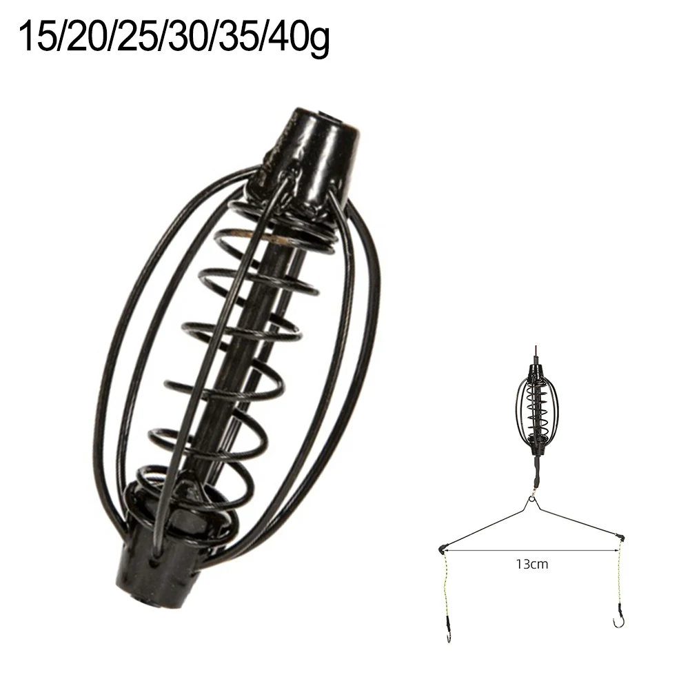1pc Carp Fishing Feeder Fishing Spring Bait Cage Fill Bait Tools Play Black Hook Rig Set Feeder Tackle Fishing Baits Cages