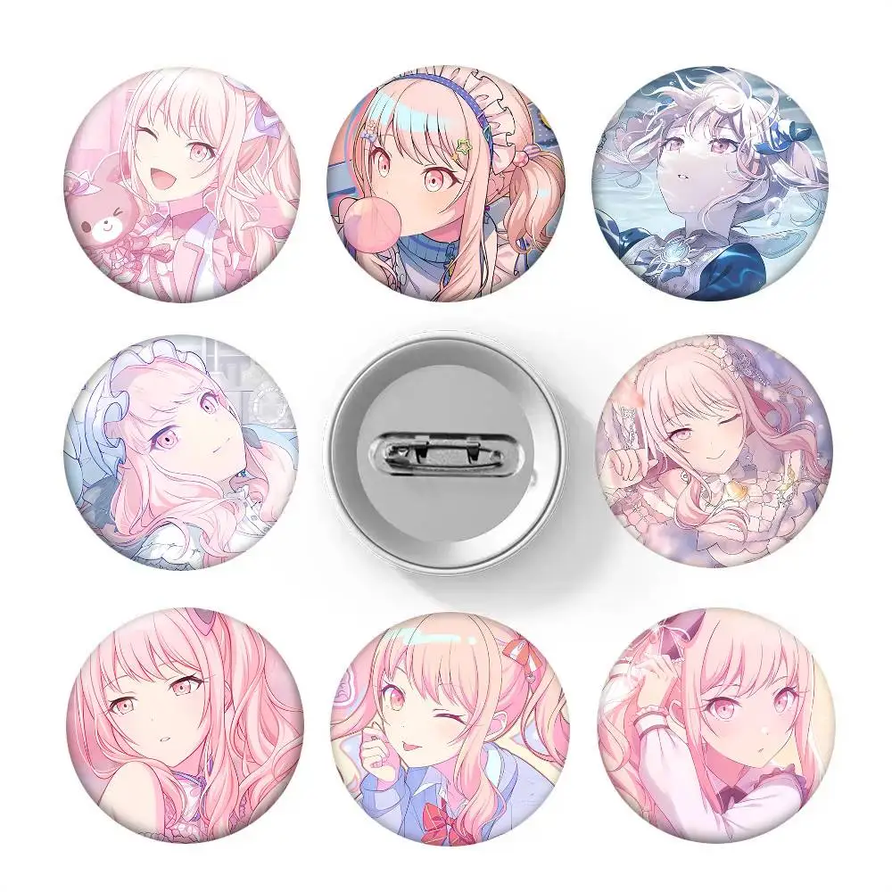 1pc Role Mizuki Akiyama Chibi Cartoon Style Badge Brooches On Backpack Decoration Round Enamel Pins For Accessorys
