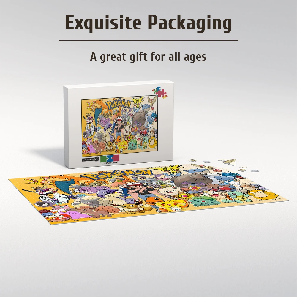 Drewniana układanka z motywem Pokemon Pikachu - zabawka edukacyjna w różnych rozmiarach: 108/200/300/500/1000 elementów.