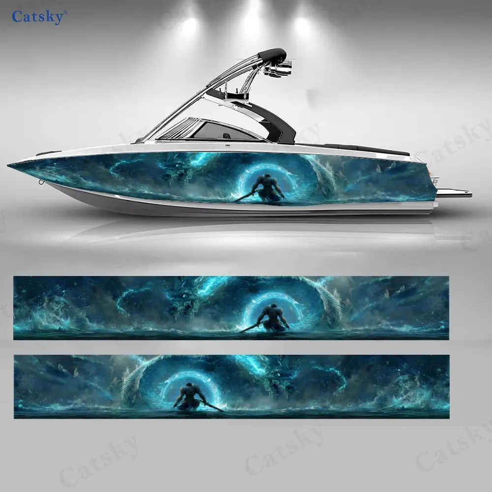 

Наклейки Azure Dragon Guardian Thunder War Boat, водонепроницаемые виниловые наклейки из ПВХ для рыболовных лодок, прочный и стильный дизайн