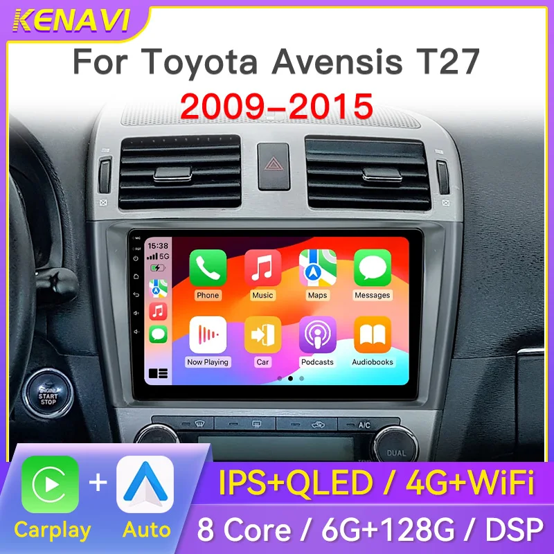 2Din Car Stereo Radio For Toyota Avensis T27 2009-2015 Lntelligent Center Multimedia Video Player Carplay Android Auto Head Unit