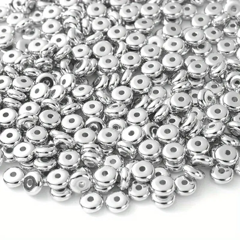 200pcs Mixed Color 6mm CCB Charm Spacer Wheel Bead Oval Flat Round Loose Beads Gold Silver For DIY Jewelry Making Accessories