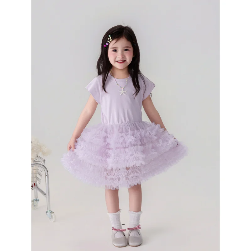 Thank you, Golden Retriever girl2026New summer fashion high-end girls' knitted dress, soft and skin-friendly mesh princess dress