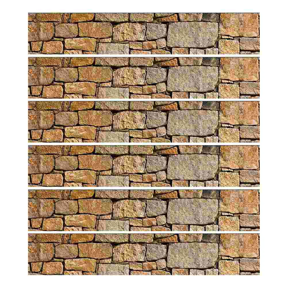 

6 Pcs Stone Stairs Sticker Stickers Decals Creative Decoration Applique PVC Home