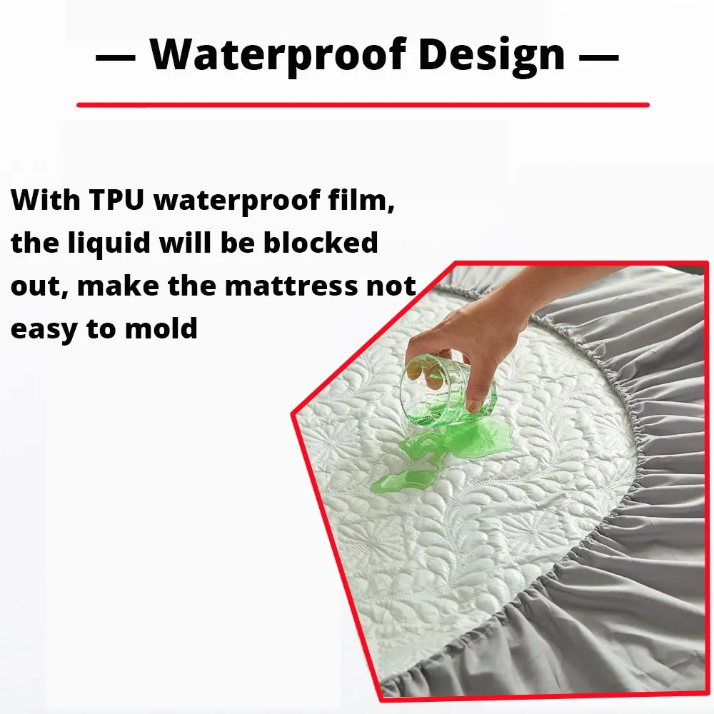 1PC Waterproof Mattress Protector Breathable Anti-mite Fitted Bed Sheet Mattress Cover Machine Washable No Pillowcase