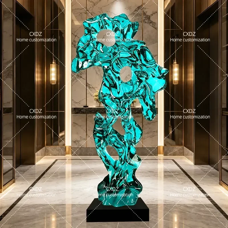 Modern Large Floor Sculpture Taihu Stone Ornament Creative Home Art Decor for Hotel Lobby Villa Living Room