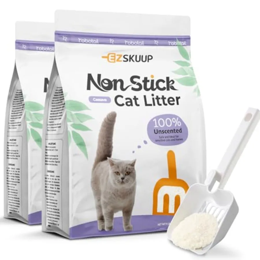 

Non-Stick Ultra Clumping Cat Litter Dust-Free Unscented Kitty Litter Made of Pet Friendly Natural Tapioca Cassava Odor Control