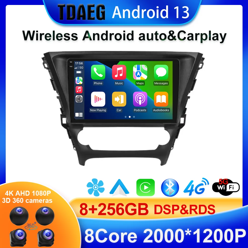 Autoradio Carplay Android 13, 8 Go/256 Go, WiFi, FM/RDS, stéréo, pour voiture Toyota HMSIS (2015-2018), BTpig (Factory)