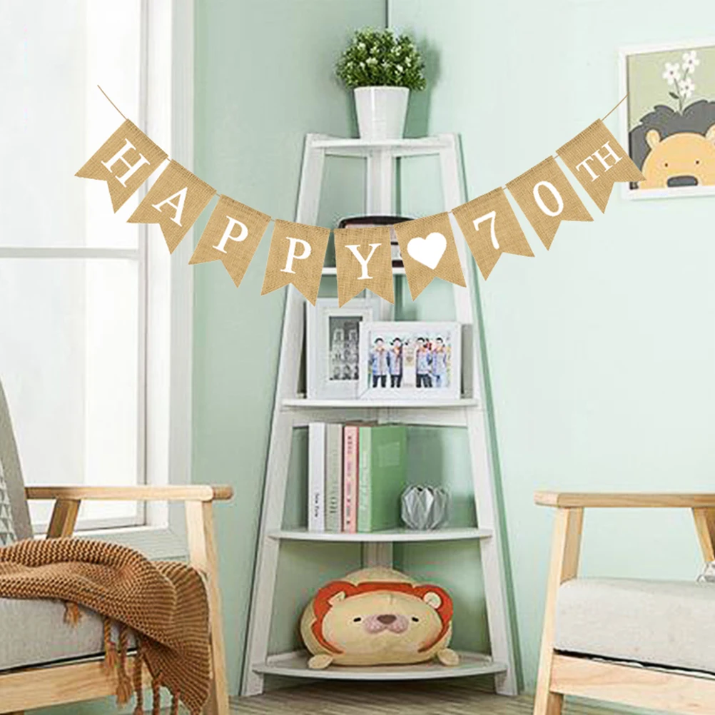

Swallowtail Flag Stylish Banner Party Decorate Burlap Hanging Bunting Retro Linen
