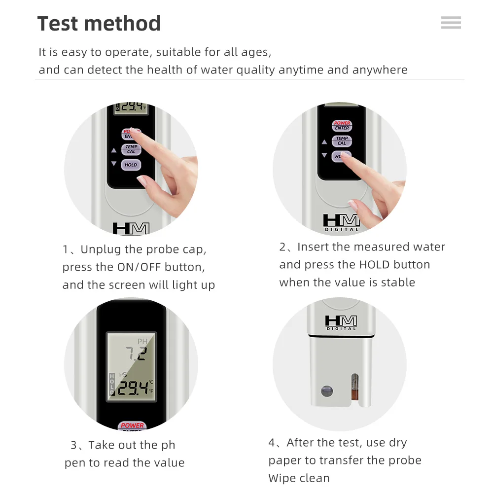 HM Digital PH-80 pH /Temp HydroTester with One-touch automatic digital calibration and Datahold