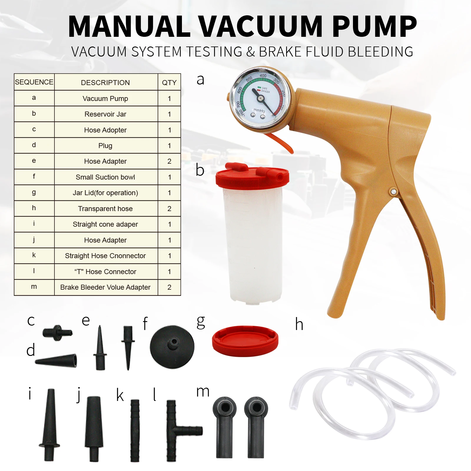 Auto Hand Held Vacuum Bleeding Brake Fluid Bleeder Tools Manual Vacuum Pistol Pump Tester Kit Pressure Vacuum Gauge Pump