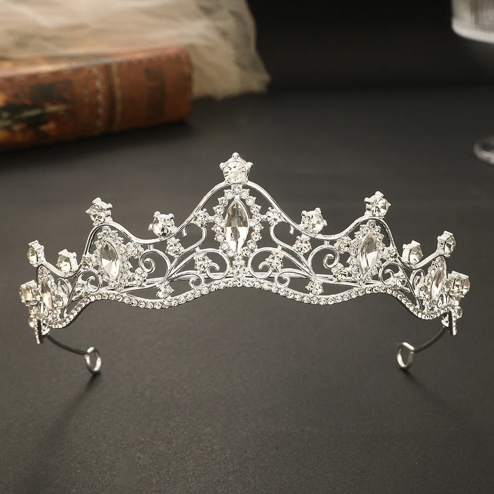 Свадебная корона, золотые свадебные аксессуары для волос, хрустальные стразы, свадебные диадемы и короны для невесты, головной убор, диадема, украшение для волос