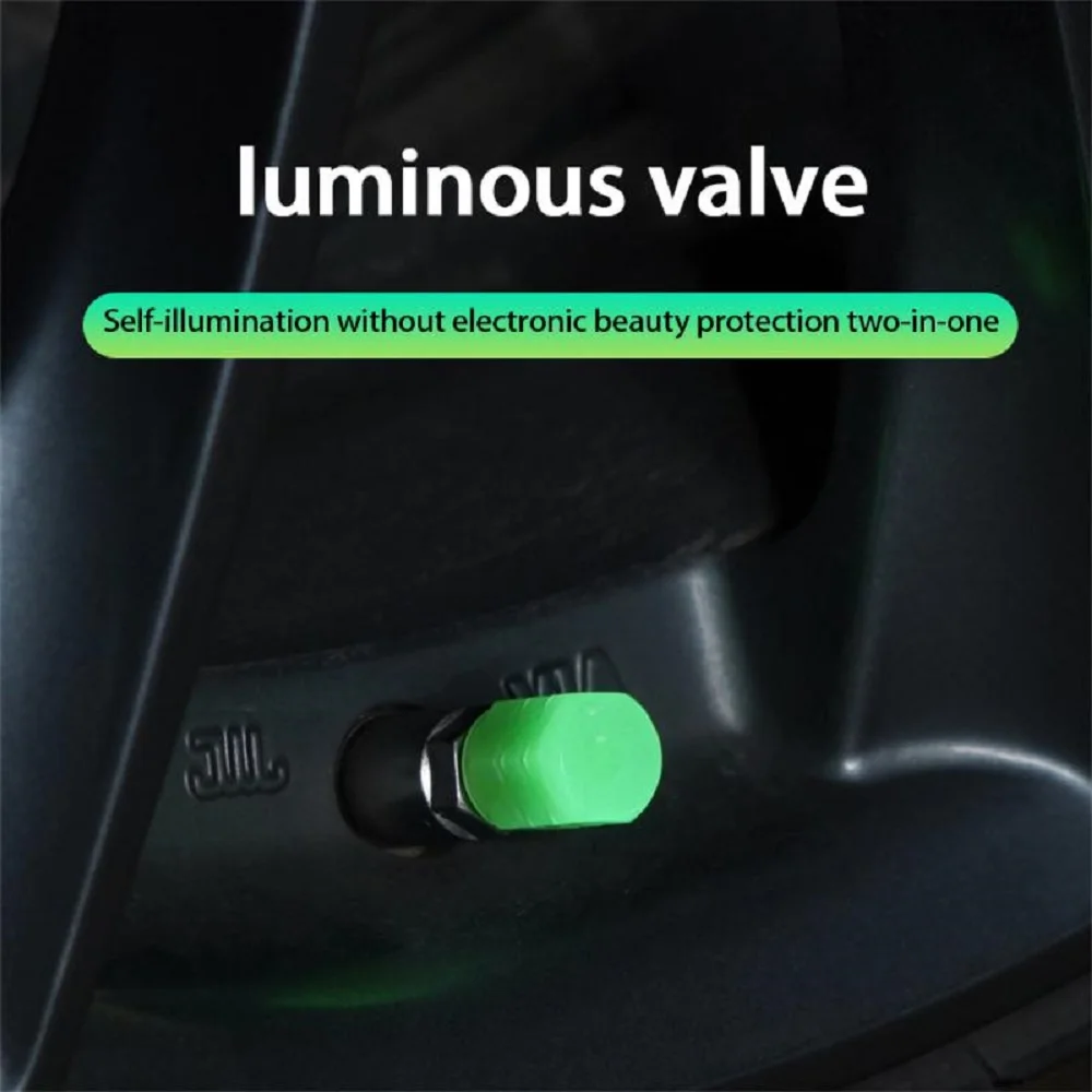 Luminous Valve Caps Fluorescent Green Blue Night Glowing Car Motorcycle Bicycle Wheel Styling Tyre Rim Hub Luminous Cap Decor