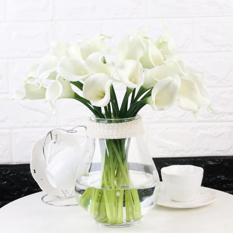 30pcs/lot Mini Artificial Flowers PU Real Touch Calla Lily Artificial Flowers For Home Decoration Wedding Bouquets (no Vase)