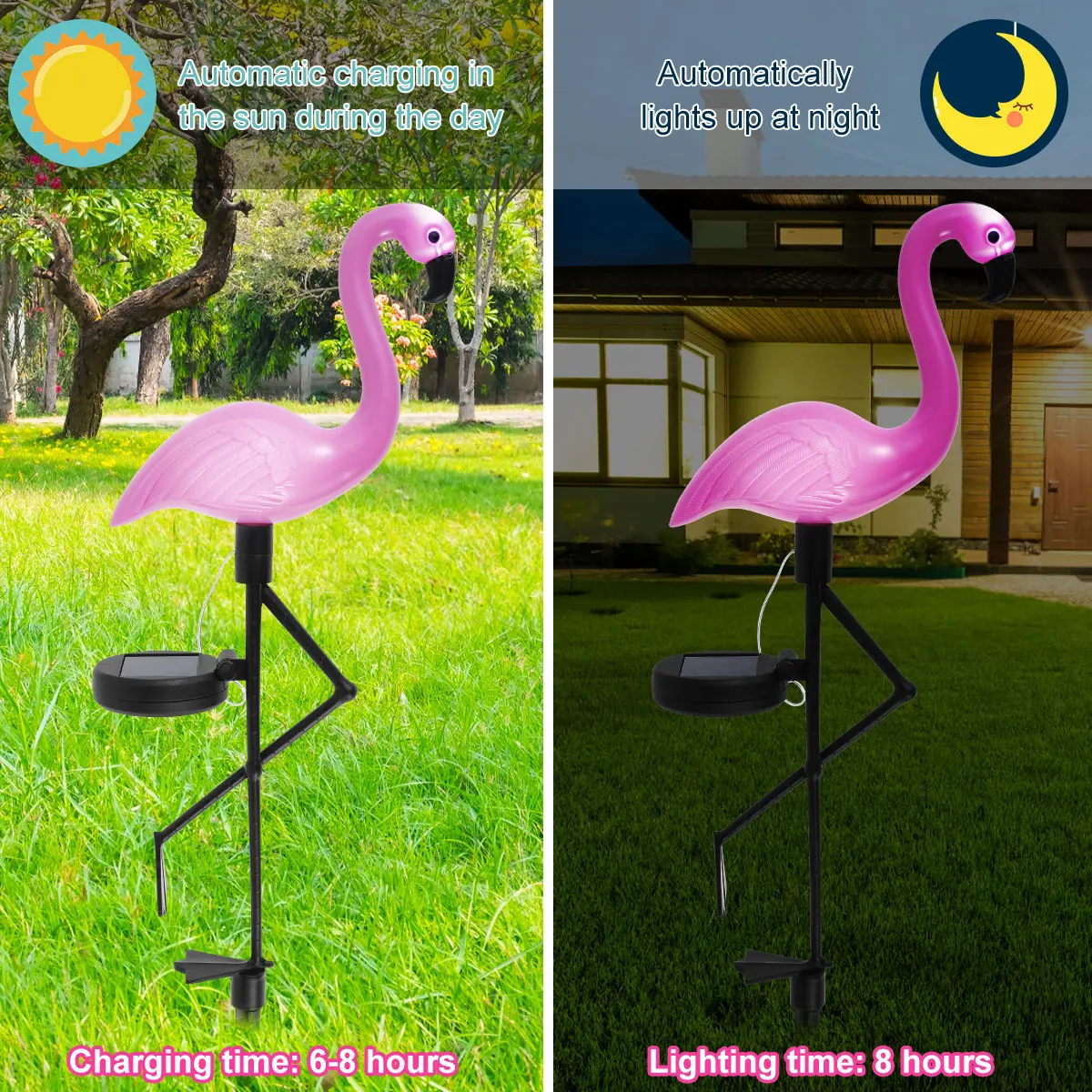 Pink Flamingo Solar Light Outdoor Courtyard Decoration Light Waterproof Garden LED Patio Walkway Light with Lights Ground Lamp P