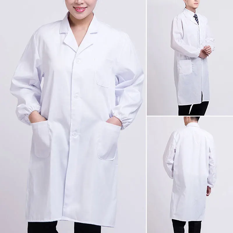 Unisex Langarm weiß Labor kittel medizinische Krankens ch wester Arzt Uniform Tunika Bluse ermöglichen Anpassung von Logol