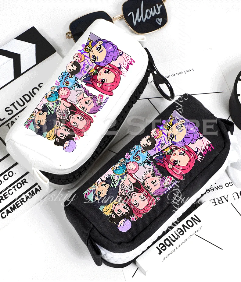 

KPop Demon Hunters Movie Zoey Rumi Mira A Pencil Case Large-capacity Stationery Box Two Style White Black Cosplay Costume Single