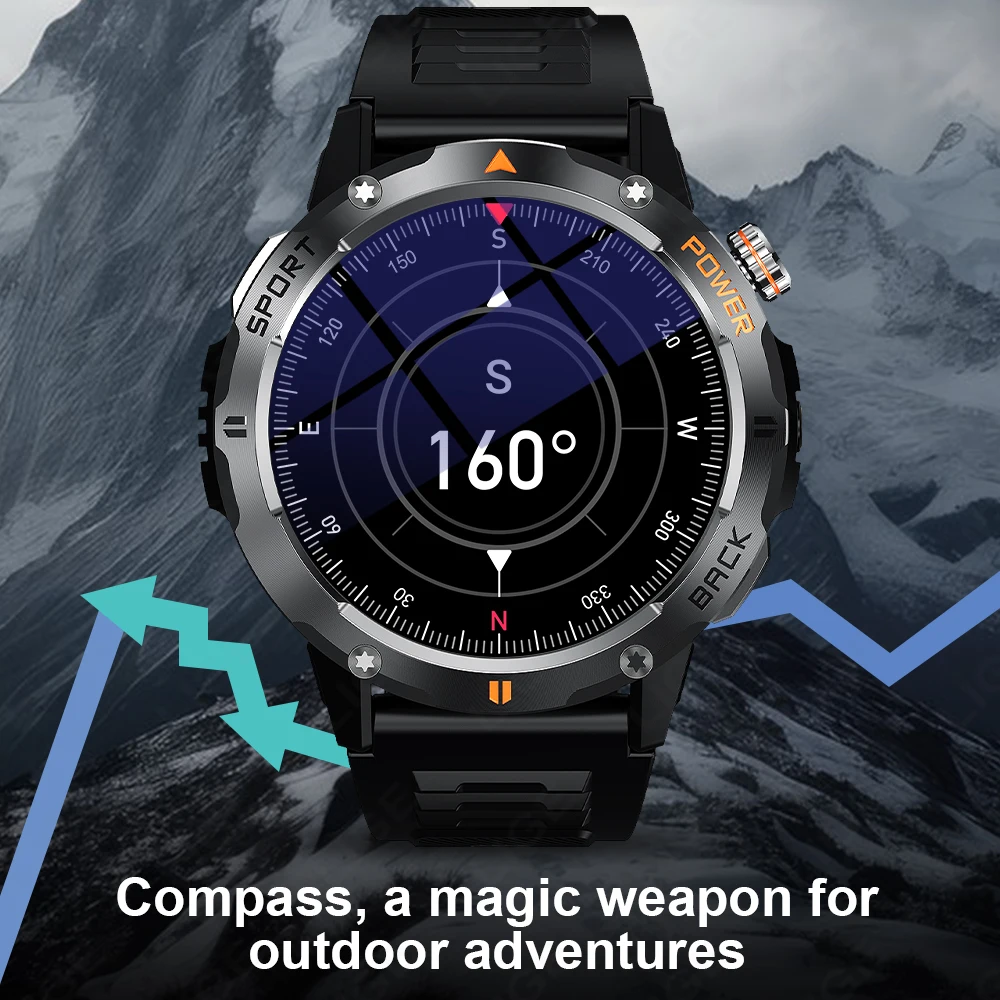 LIGE New Compass Outdoor Smart Watch Men Flashlight 400 mAh Large Battery Bluetooth Call Watches Health Sport Fitness Smartwatch image 3