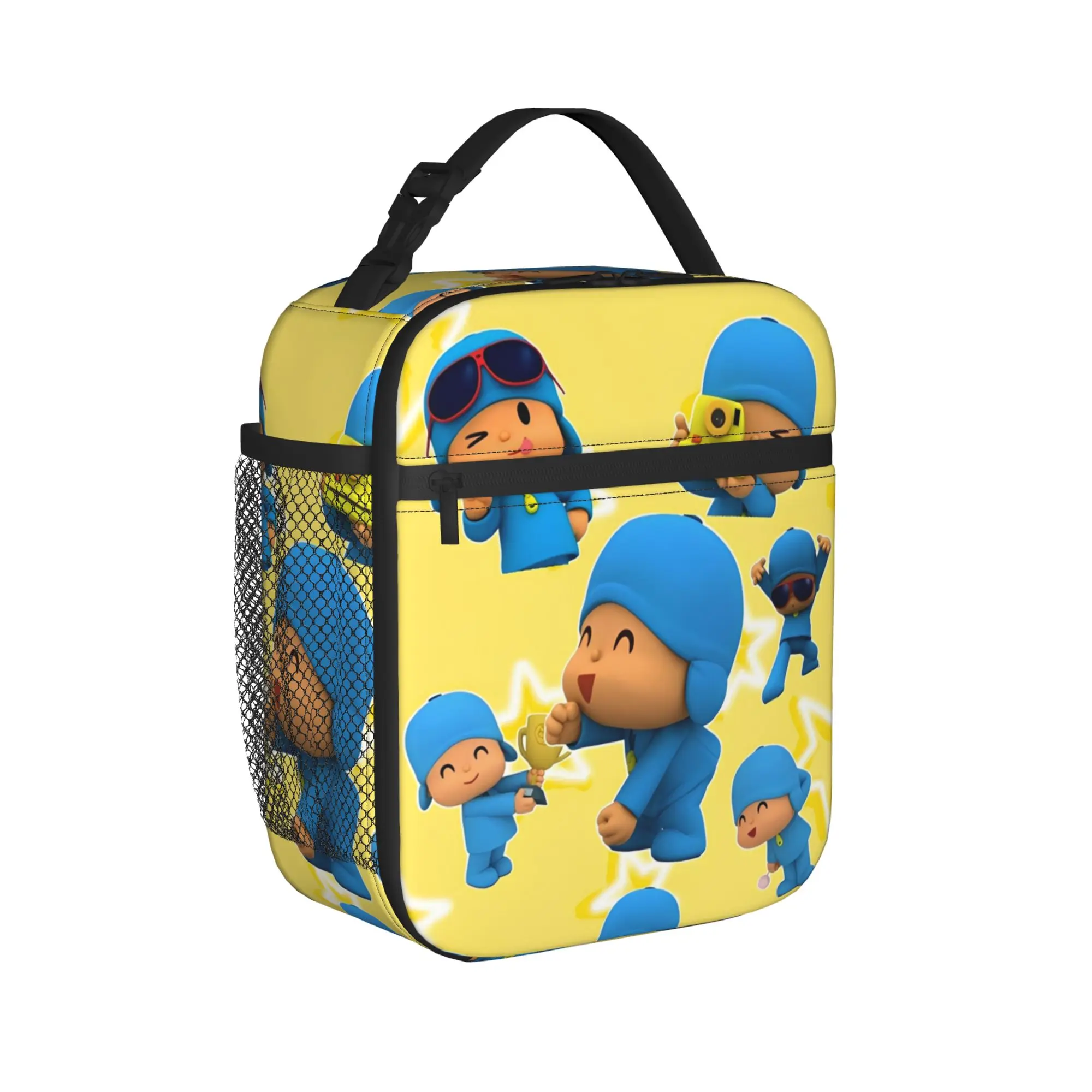 Happy Pocoyoed Cartoon Insulated Lunch Bag Portable Meal Container Cooler Bag Tote Lunch Box School  Picnic Girl Boy