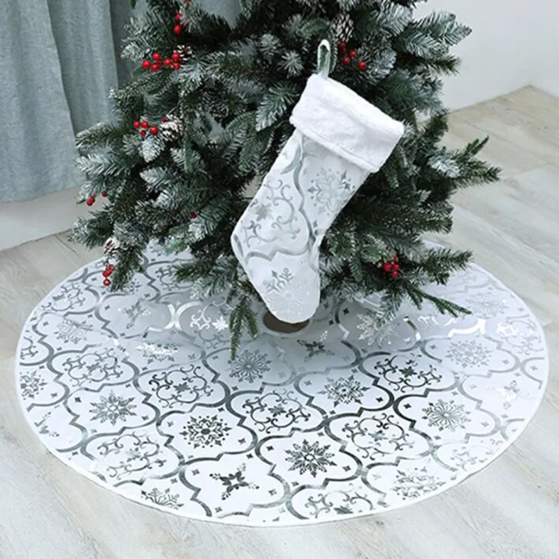 Bronzing Christmas Tree Skirt Christmas Sock 2 Piece Set 47in Colorful Navidad Xmas Tree Base Mat Ornament New Year Home Decor