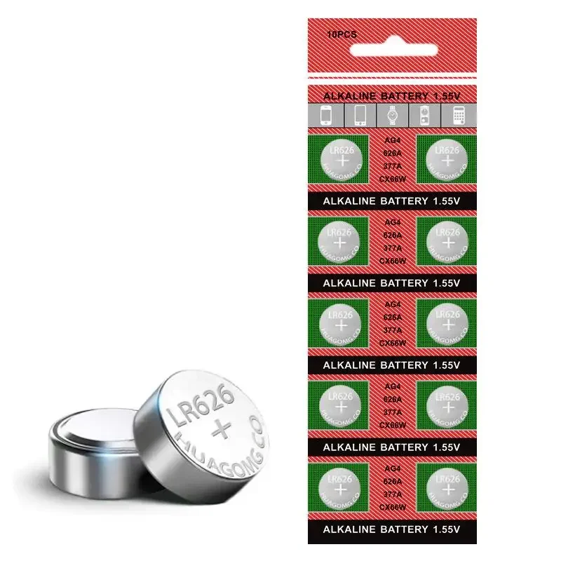 40-10pcs LR626  AG4 Equivalent AG4  377 LR626 1.55V Button Cell Battery for Watch Candle lamp Replacement