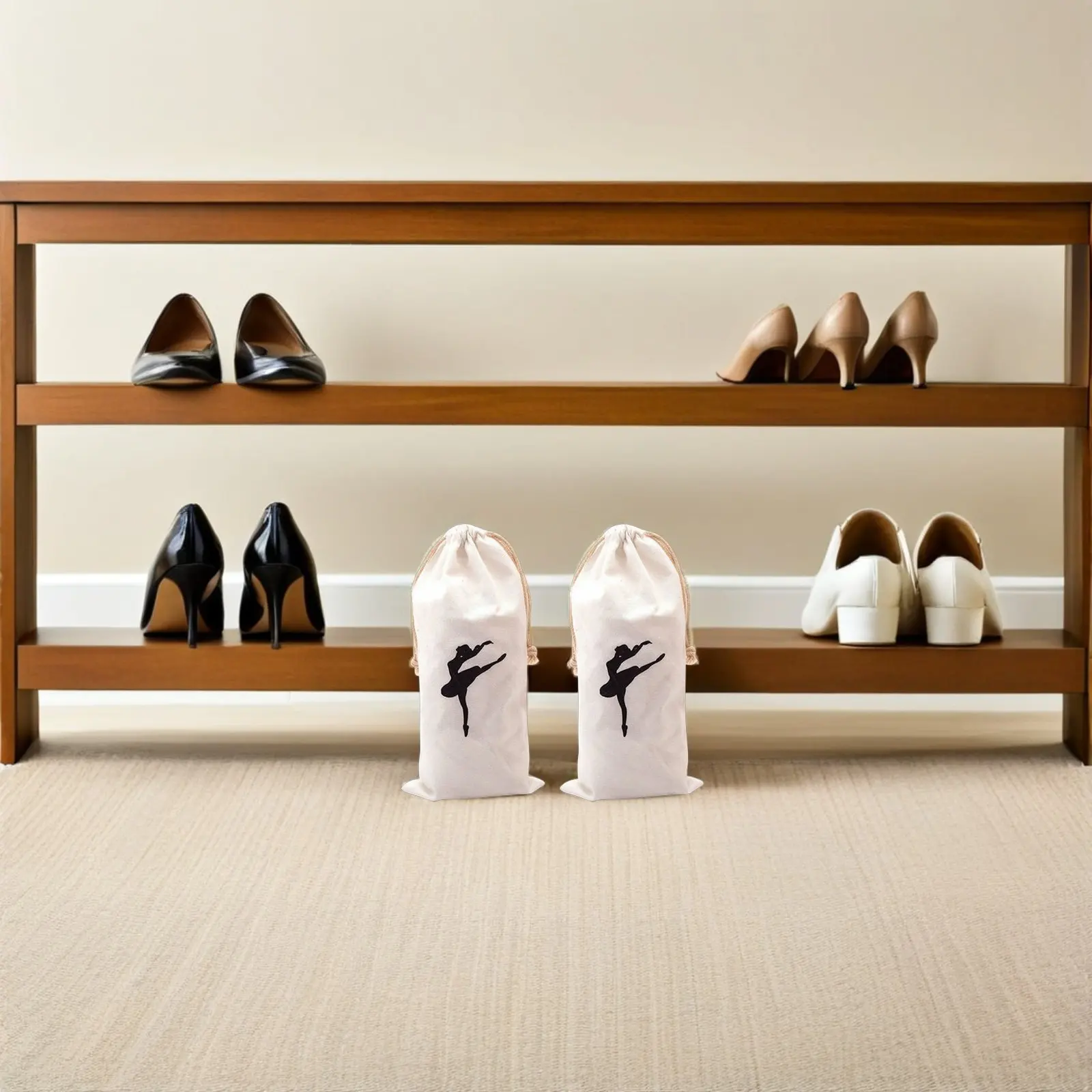 

2Pcs Pointe Shoe Bag Ballet Drawstring Dance Storage Pouch Multi-Function Ballet Accessories for Girls Pointe Shoe Bag