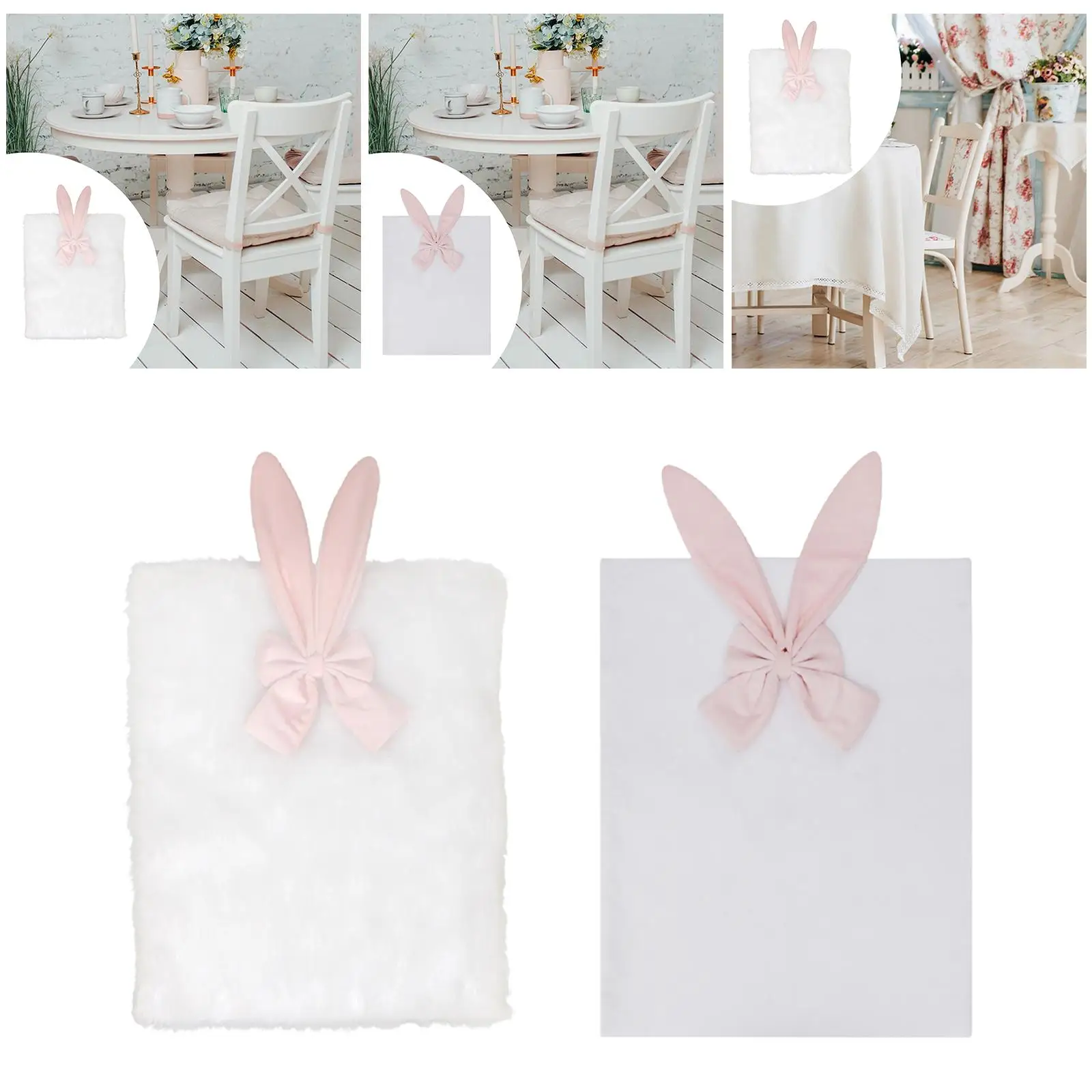 

Чехол на стул с ушками кролика для Пасхи, эластичный чехол-накидка в виде кролика для обеденного стола, для домашних встреч и банкетов