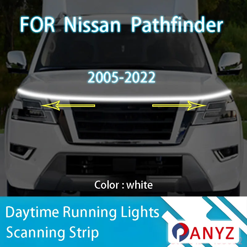 

ДЛЯ Nissan PATROL 2003-2024 светодиодные дневные ходовые огни сканирования капота автомобиля DRL направляющая декоративная лампа окружающего света 12 В