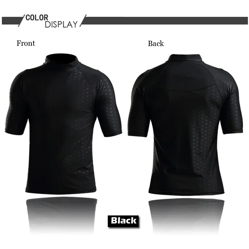 (L-6XL)Men Teens Short Sleeve Sharkskin Swimsuit Set Swimming Shirt+Shorts Surfing Diving Beach Quick-Drying Tight Swimwear