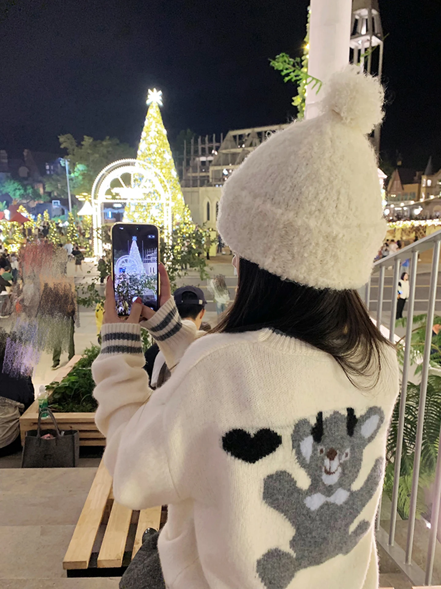 

Свитер Love Bear: Простой, прямой крой, вязаный, длинный рукав, круглый вырез, стандартный, тонкий, из чистой шерсти, для молодежи...