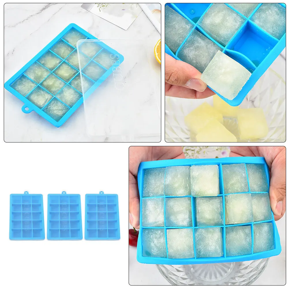 

3Pcs Silicone Ice Cube Tray Mold 15-Cavity Flexible Ice Cube Maker Reusable Easy Clean Dishwasher Safe Perfect for Summer
