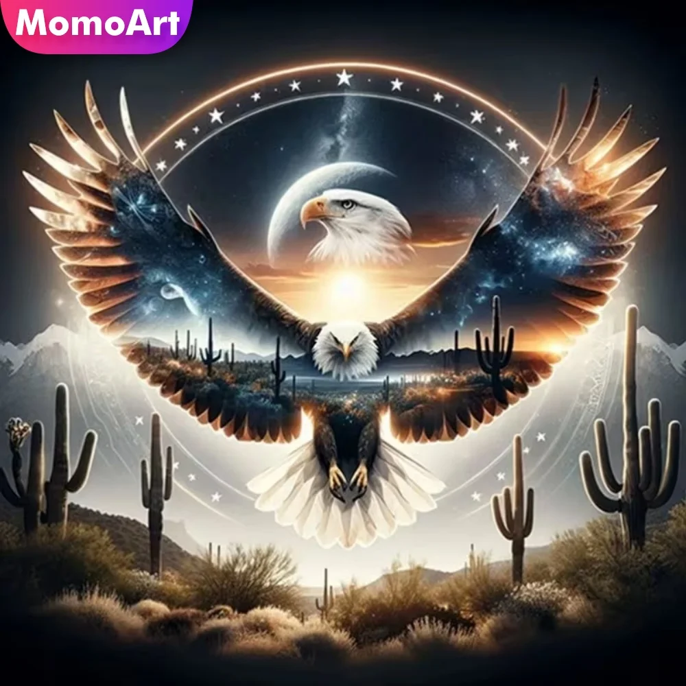 Momoart Adler Diamant-Stickerei Tier-Gemälde Vogel DIY Bild Strass Diamant-Mosaik Dekoration für Zuhause Kinder Hobby