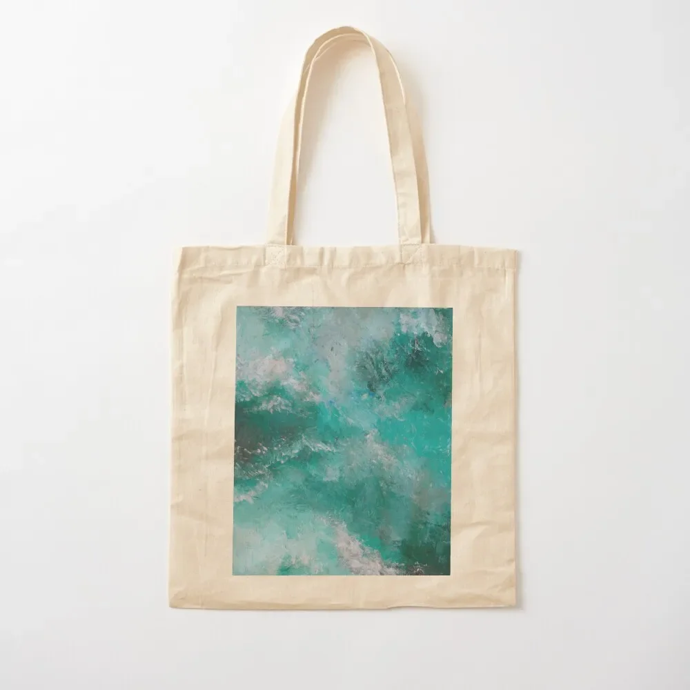 

Resonance - Abstract Turquoise Waves/Clouds Acrylic Painting Tote Bag Women's tote bag Big bag