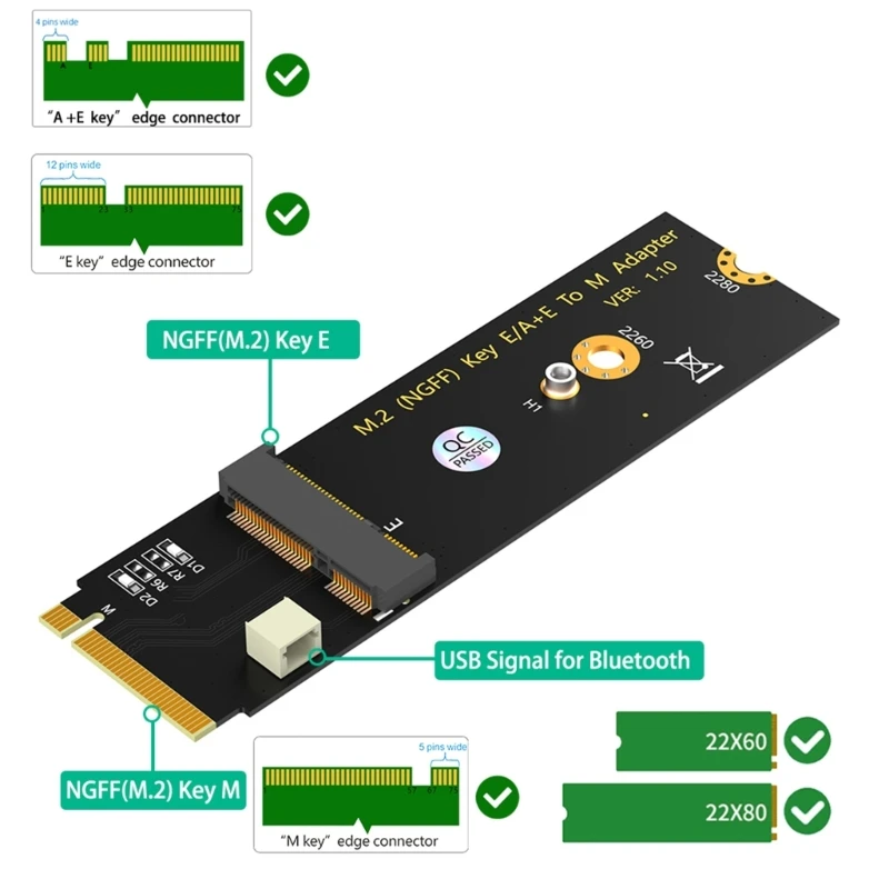 Módulo adaptador chave M.2 a+eficiente para solução compatível com WiFi 601f