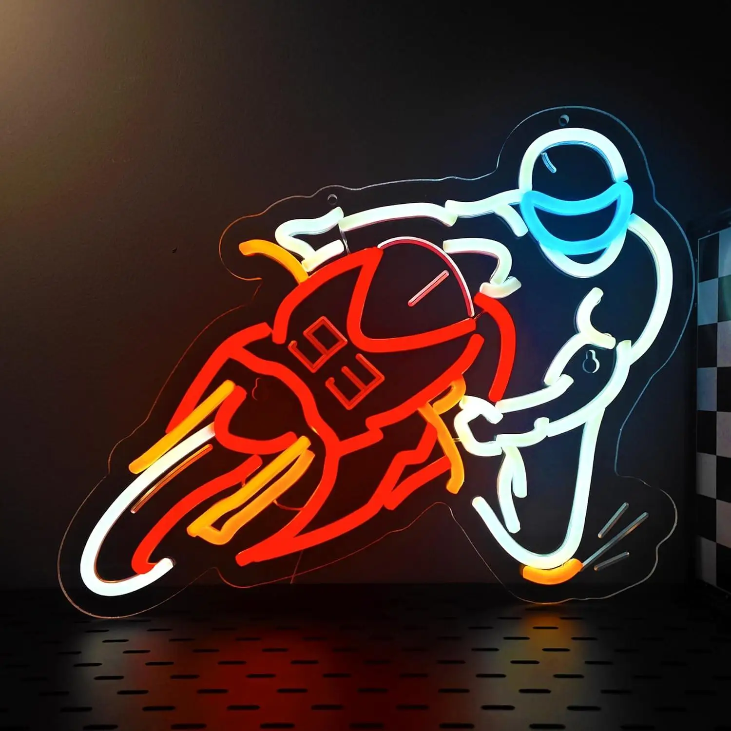 

Motorcycle Racing Cornering Neon Sign USB Dimmable Neon Lights for Garage Auto Room Repair Shop Workshop Decor Birthday Gifts