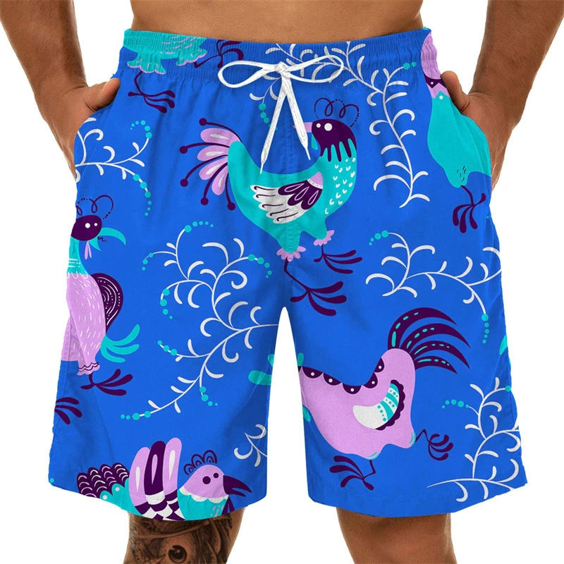 3d Bedrukte Kip Grappige Korte Broek Mannen Gothic Board Shorts Badpak Homme Bermudas Surf Zwembroek Cool Kids Ijs Shorts Mannelijke Broek