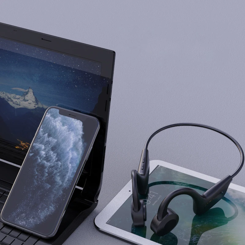 Auricolari Bluetooth wireless a conduzione ossea aerea di alta qualità, orecchie da appendere, sport da corsa, auricolari da appendere al collo