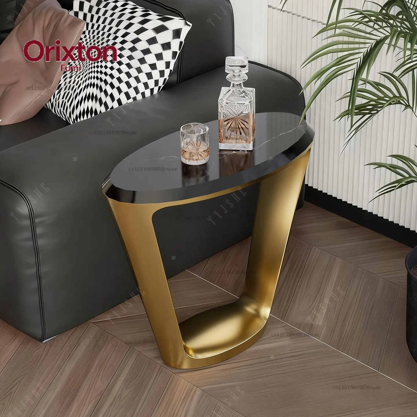 Semi-round edge table light luxury design small coffee table living room sofa high-end creative side table