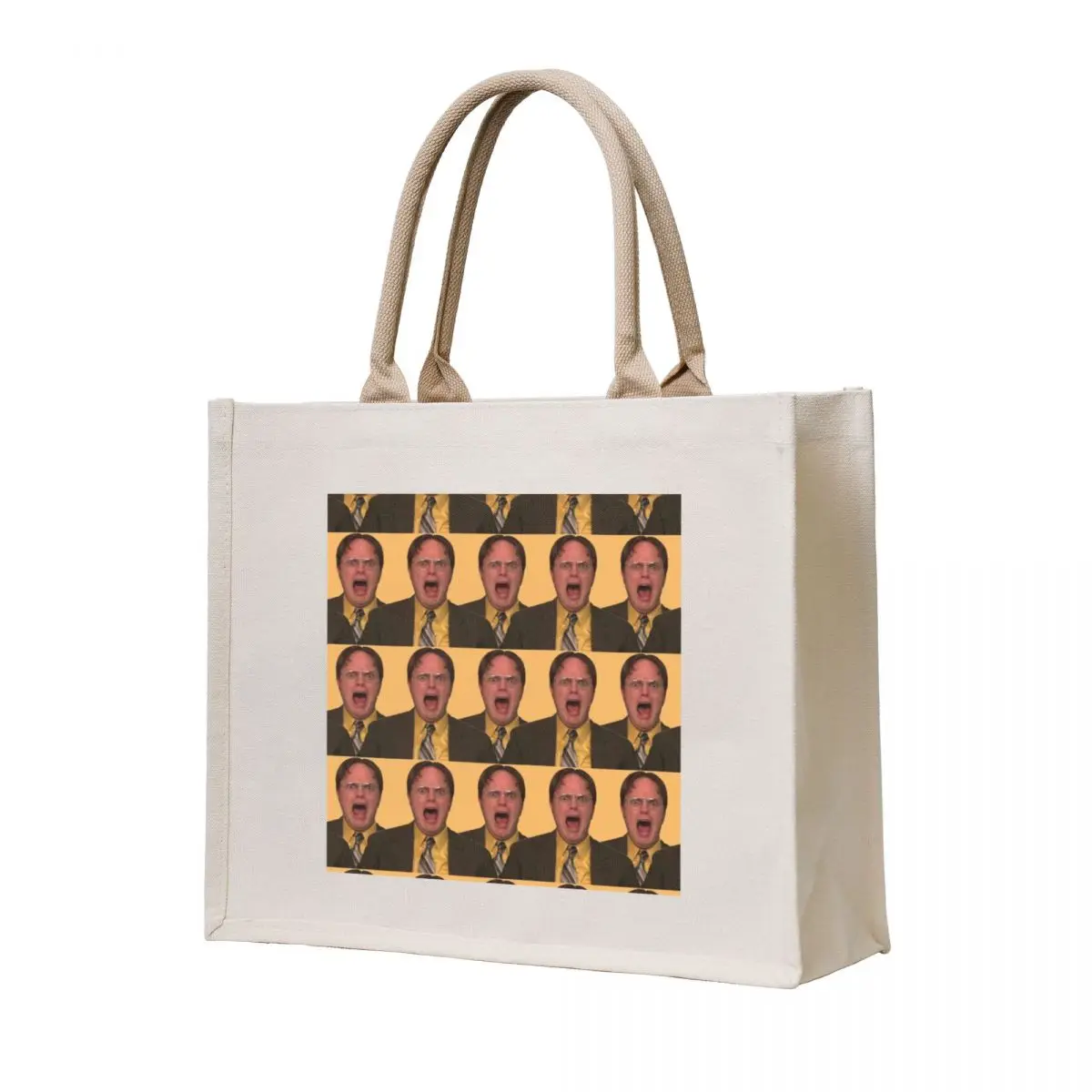 

Dwight Schrute The Office Repeat Pattern in Mustard Yellow Shirt Yelling Tote Bag shoping bag Shopper handbag women bag