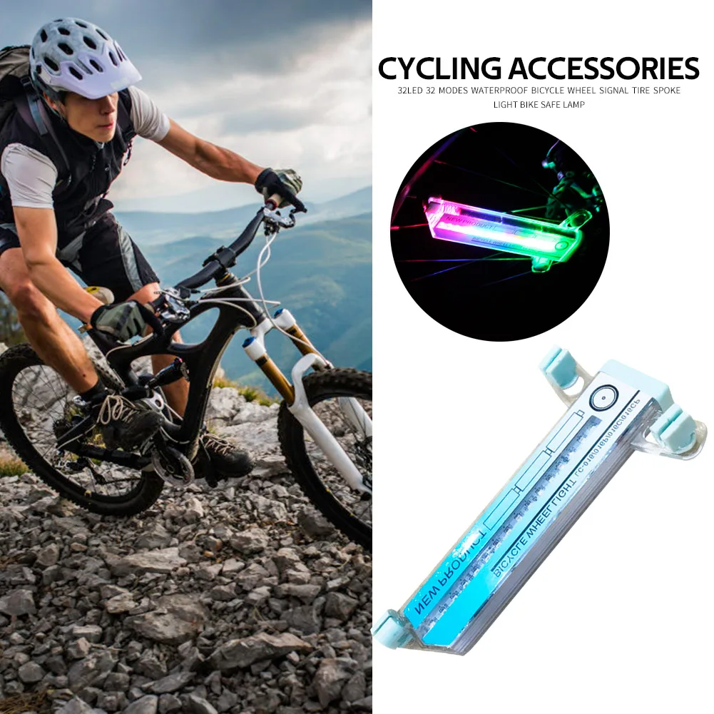 2pc/1pc 32/14LED Bicycle Light Mountain Road Cycling Tyre Wheel Spoke Flash Lamp Wheel String Double-Sided Color Warning Light