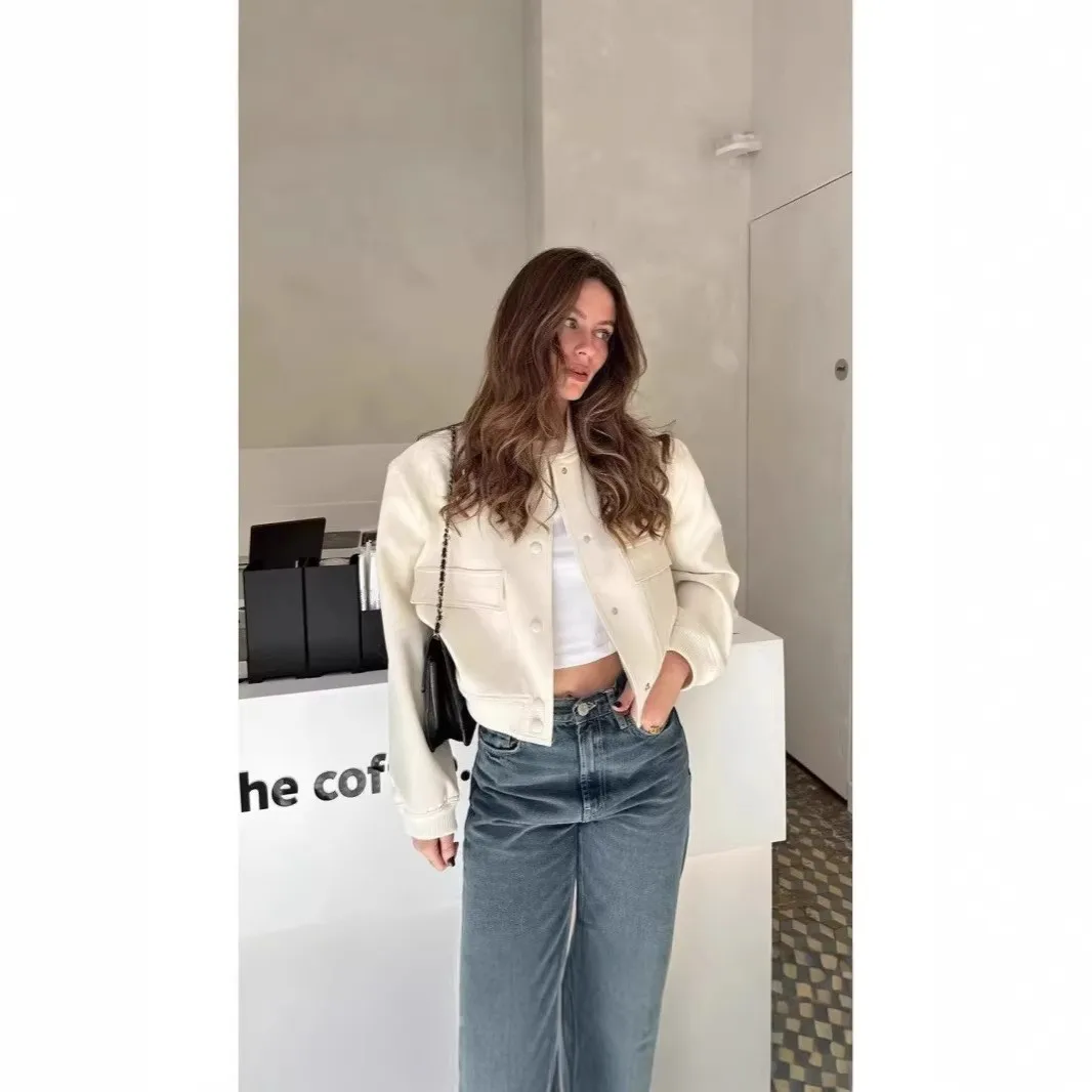 Pocket Pockets Jacket with Regular Fit Streetwear Casual Long Sleeve Semi High Neck Three Dimensional Cutting Women Jacket