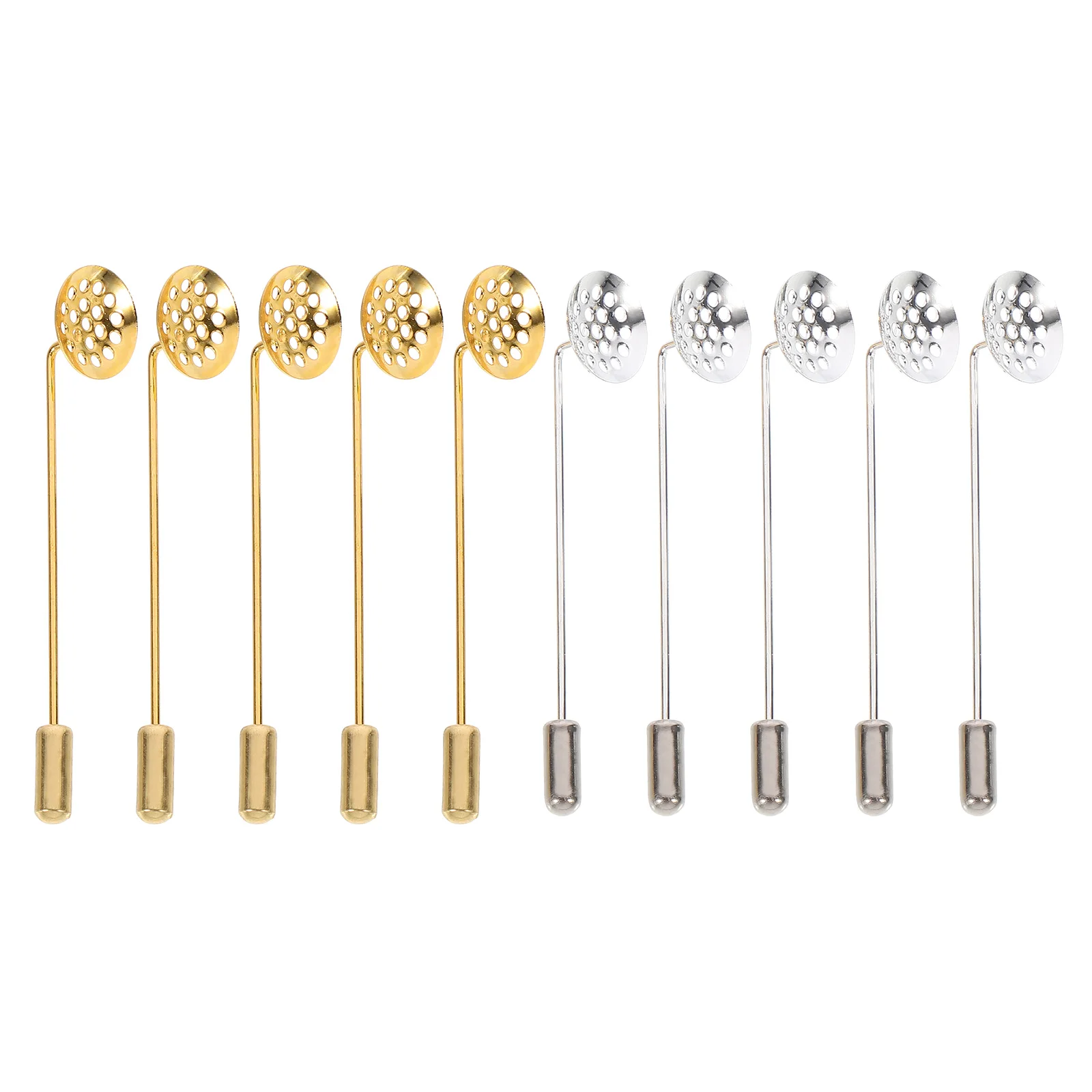 

10pcs Zinc Alloy Brooch Base Pins Round Stick Pin For Diy Crafts Clutch Corsage Sewing Garment Accessories Lapel Pin Mesh Tray