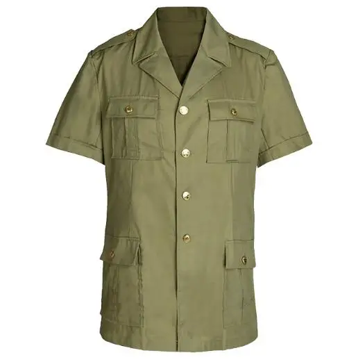 Camisa militar de policía china de los años 80, blusa de verano, Vintage, verde, trabajo de oficial para hombre