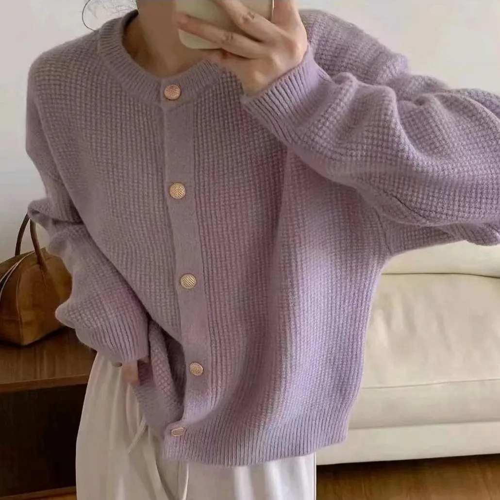 2025 Cardigan maglione lavorato a maglia da donna nuovo autunno e inverno, giacca maglione piccola, top